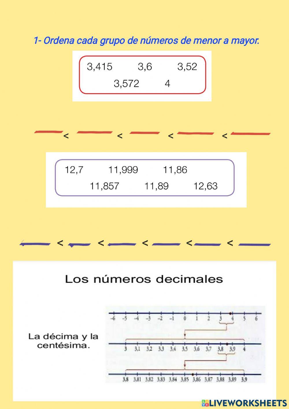 Comparación decimales