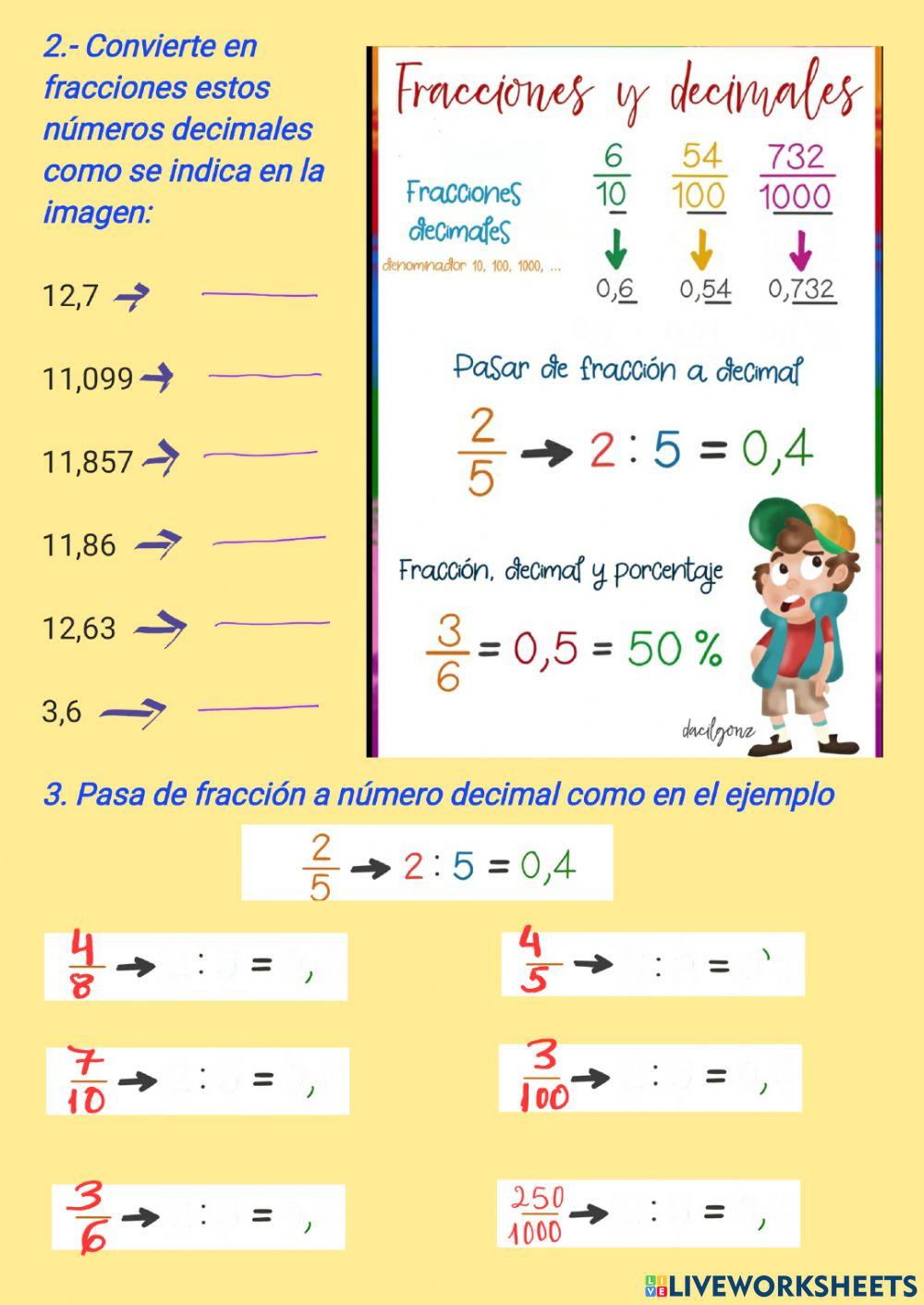 Comparación decimales