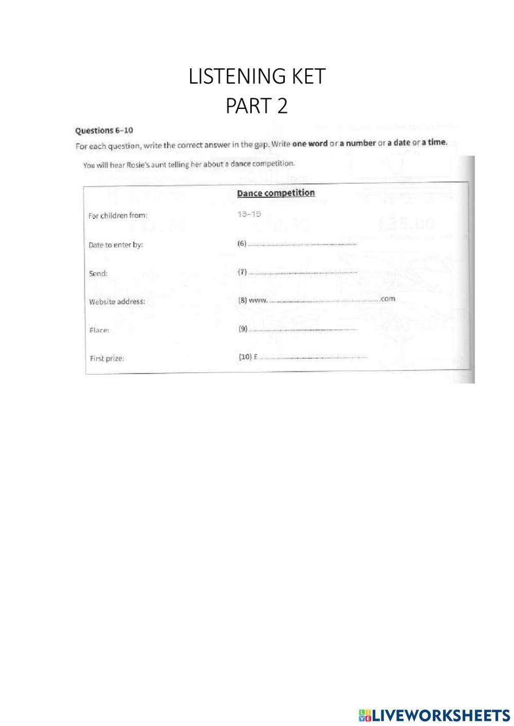 KET LISTENING Part 2