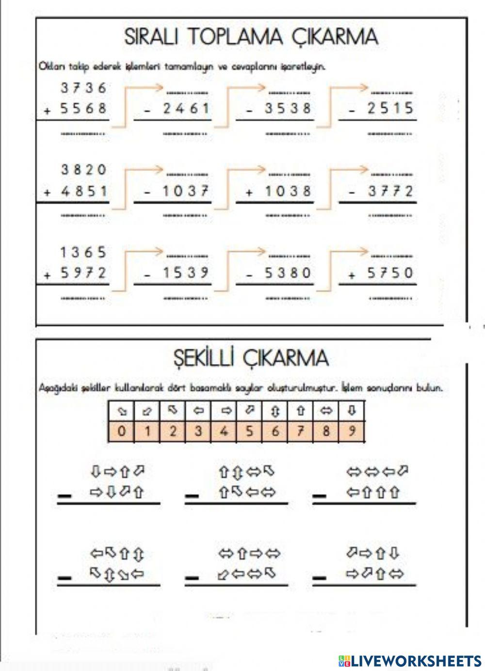 Çıkarma İşlemi Tekrar