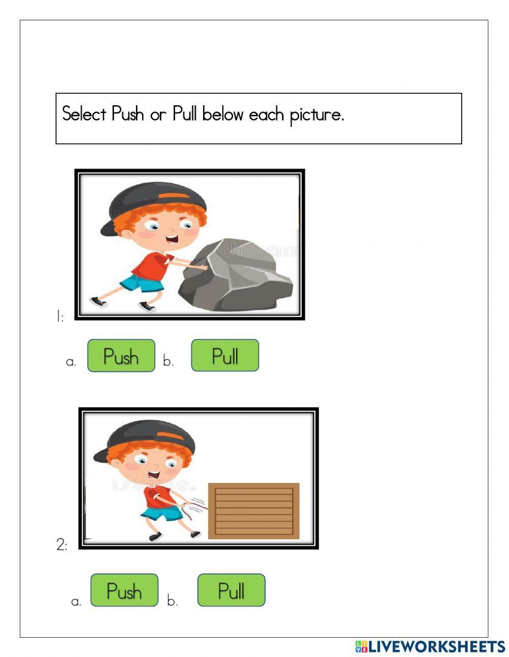 Science push and pull liveworksheet 1