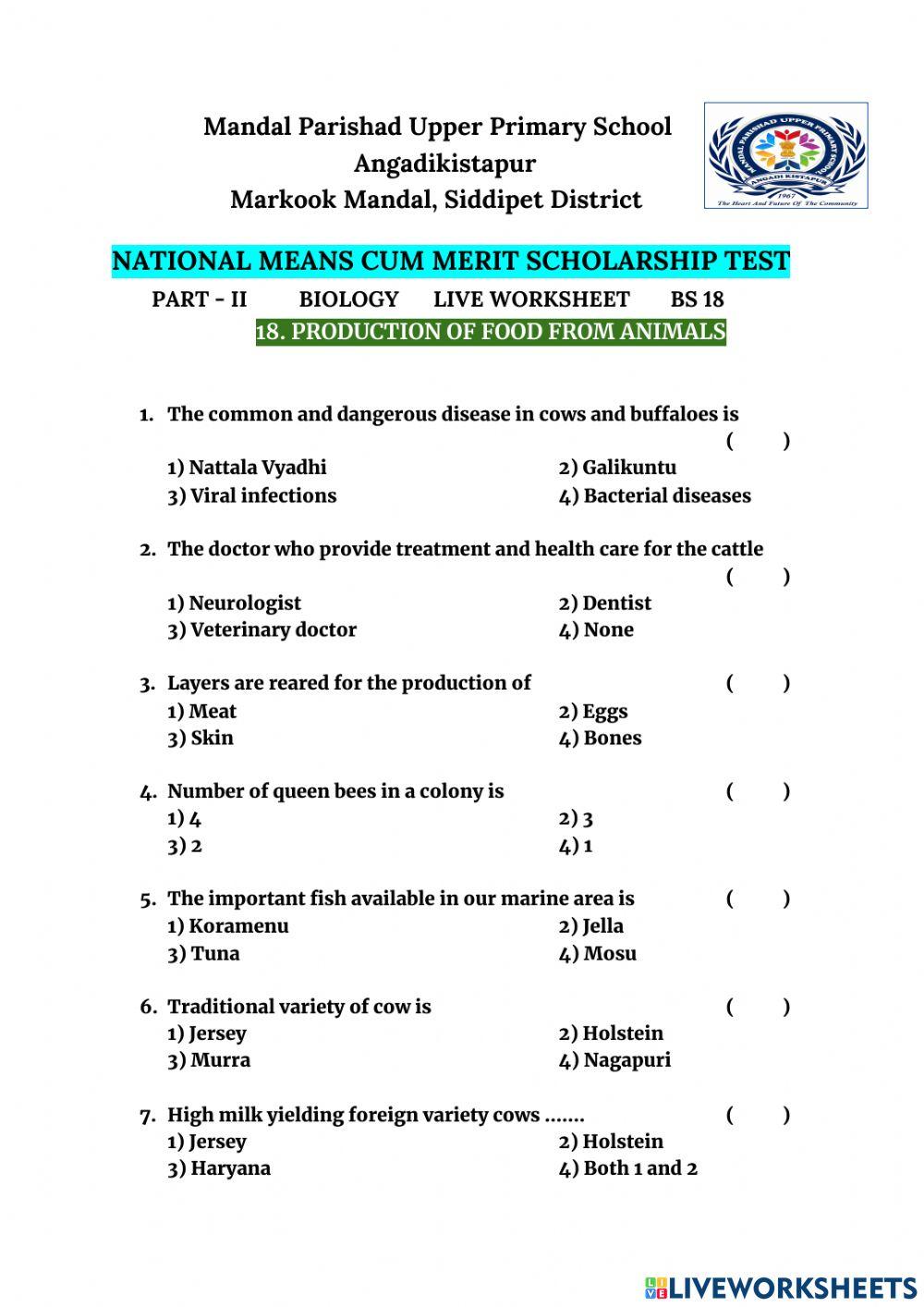 18. Production of food from animals