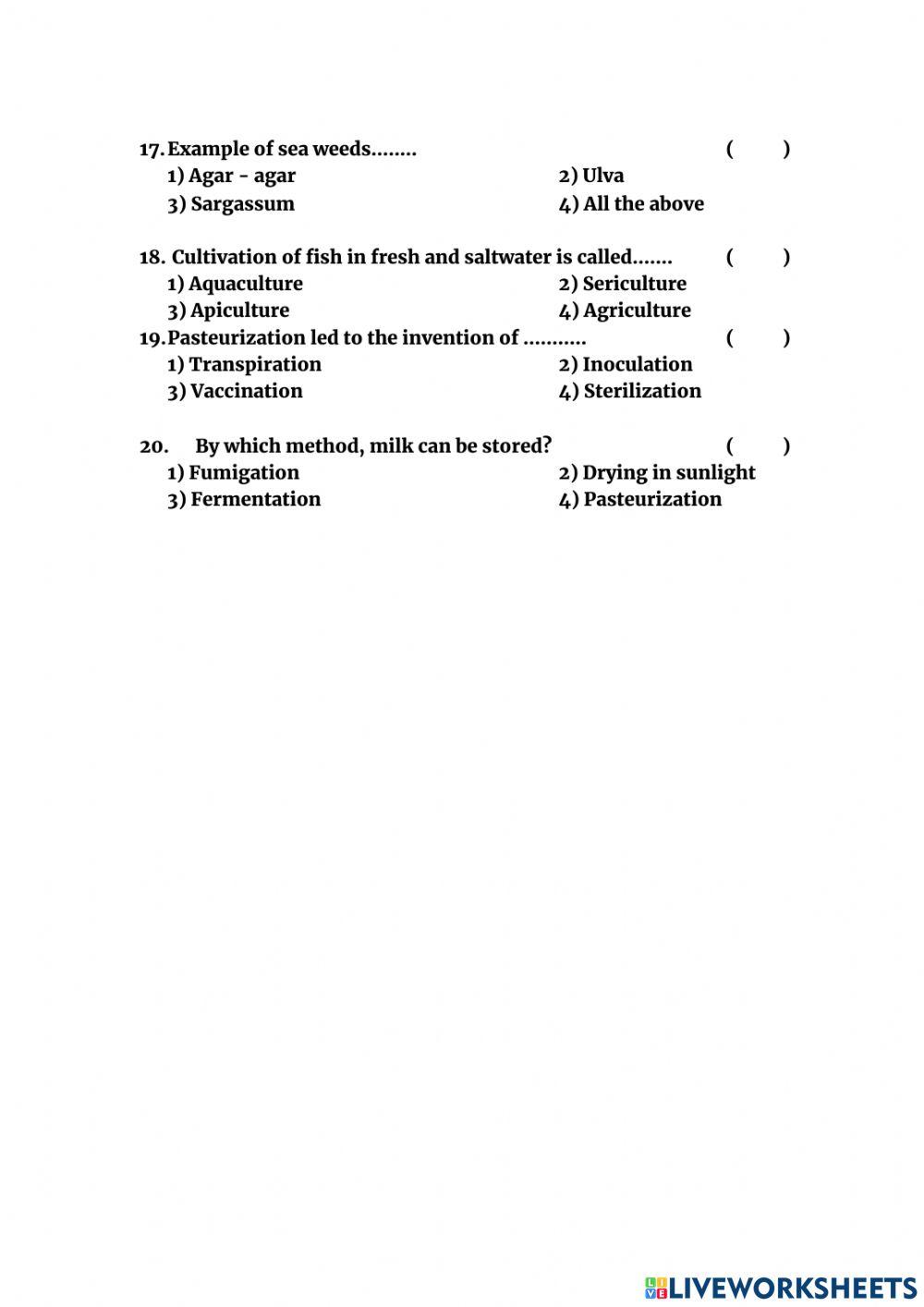 18. Production of food from animals