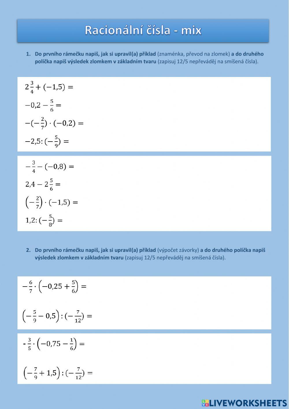 Racionální čísla - mix