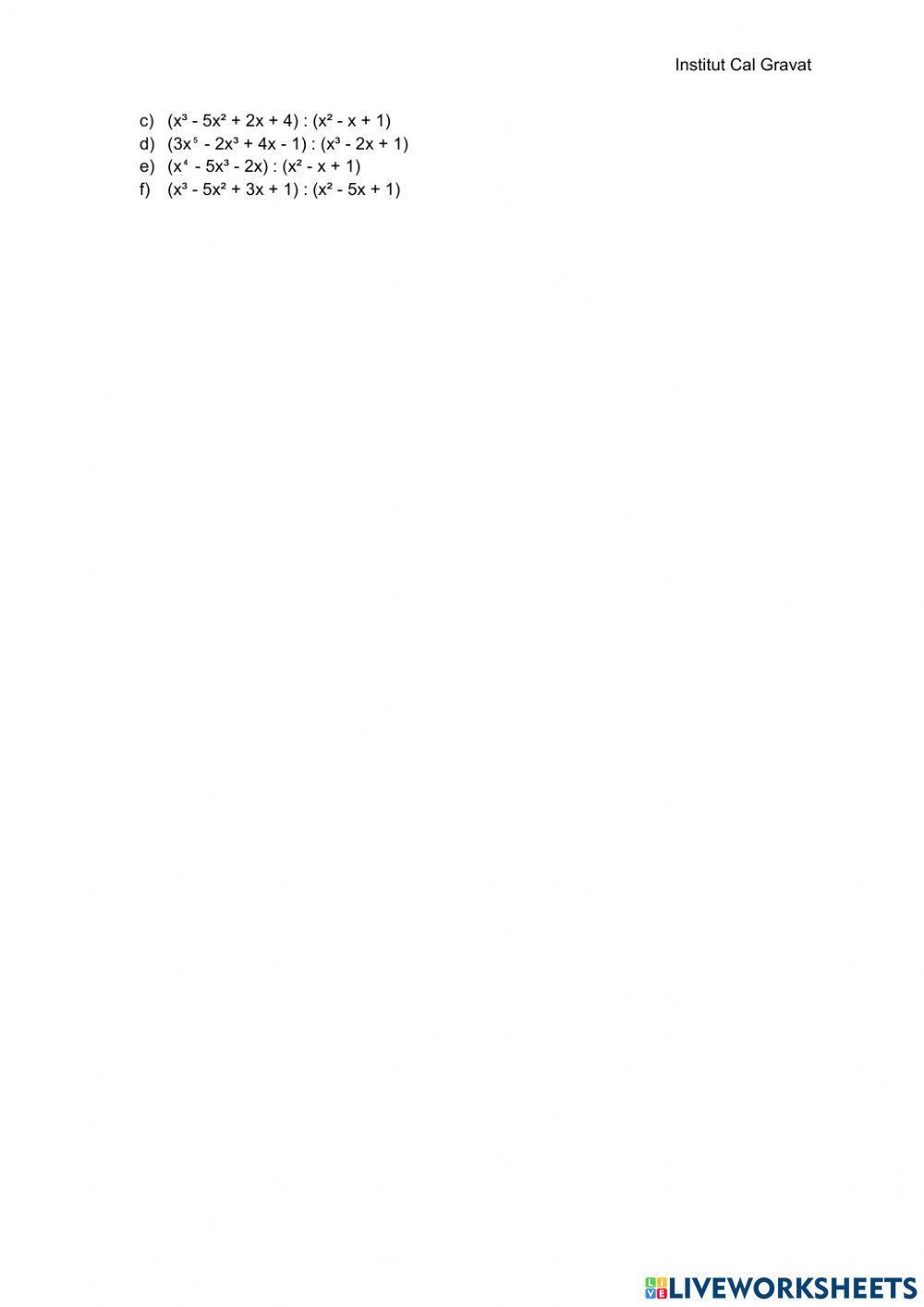 Activitats polinomis