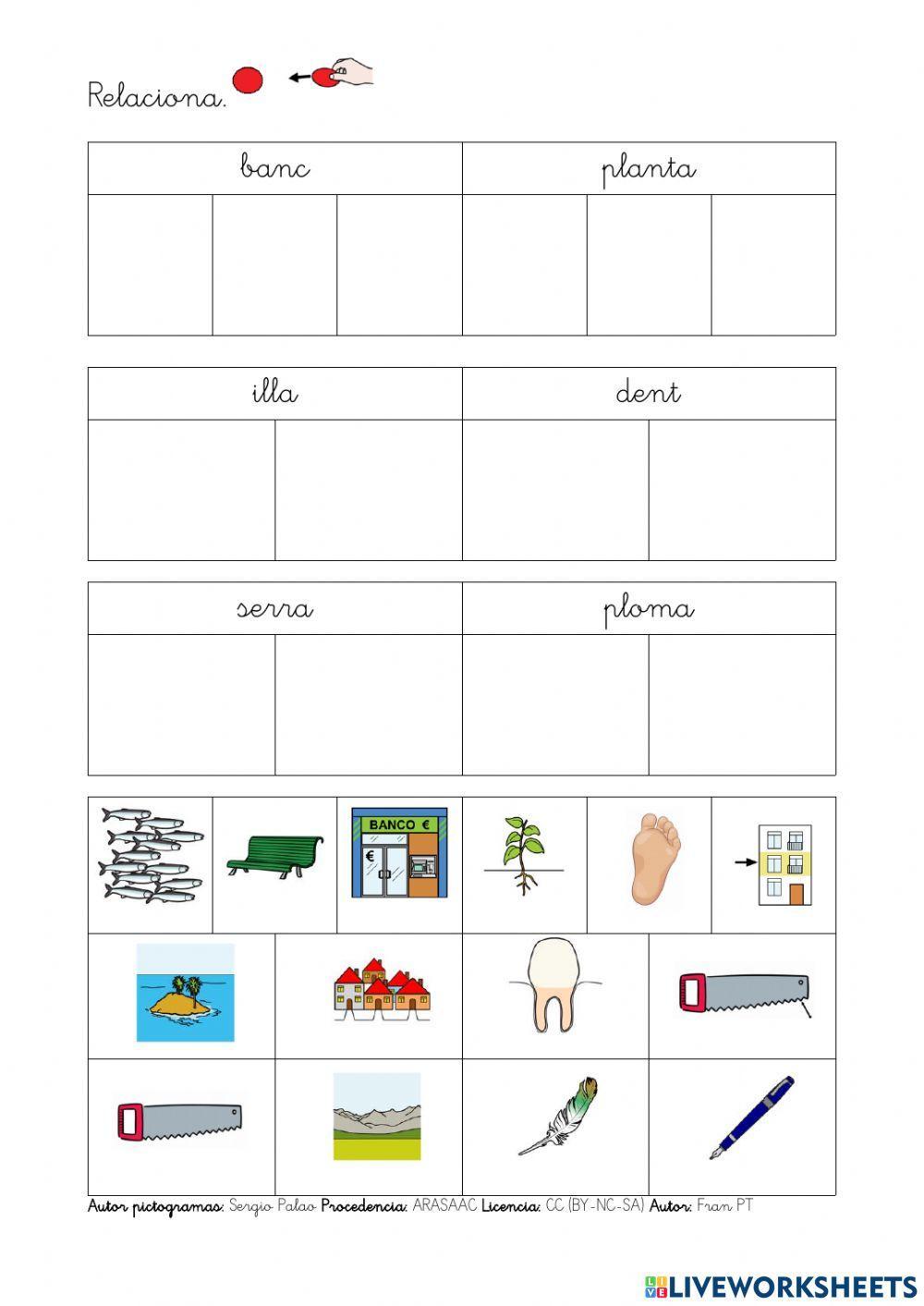 Relacionar paraulaes polisèmiques 1.