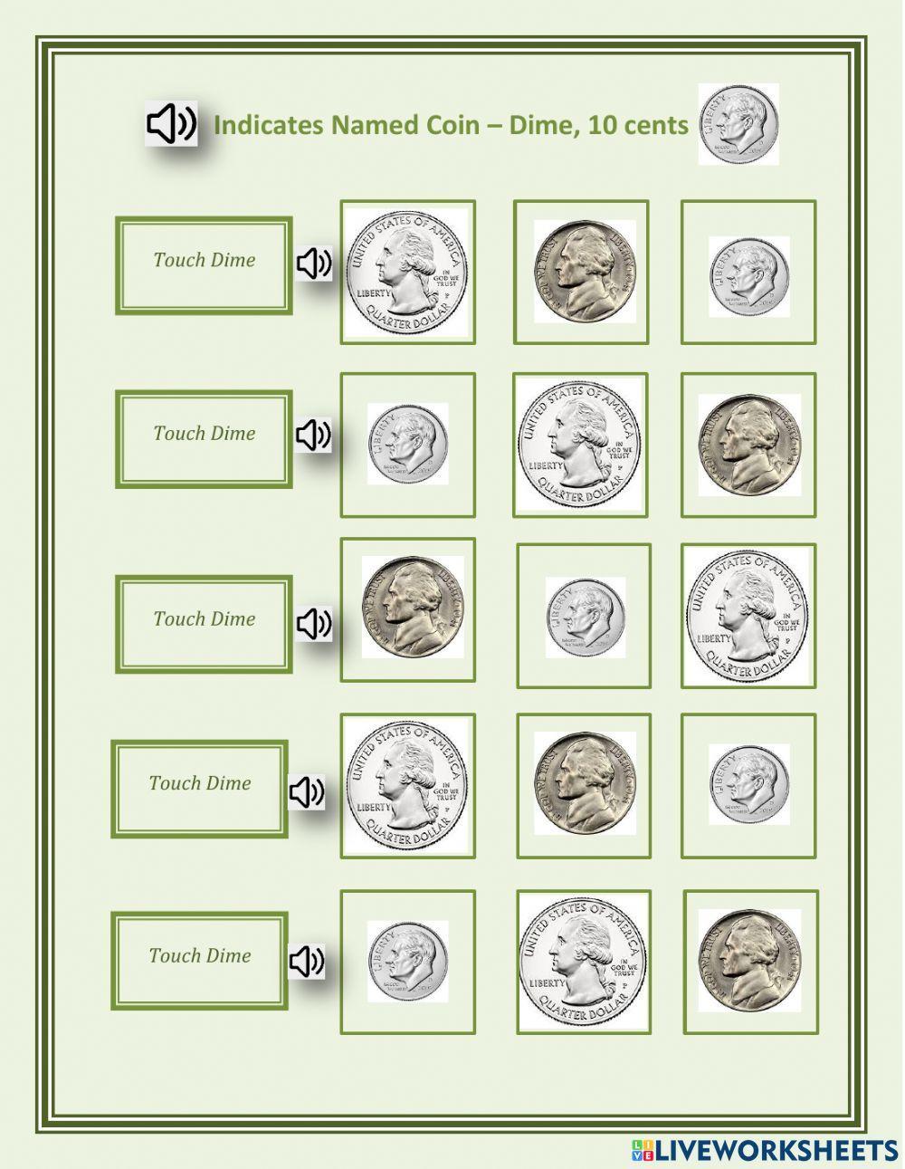 Indicates named coin - dime - 1.03 - George