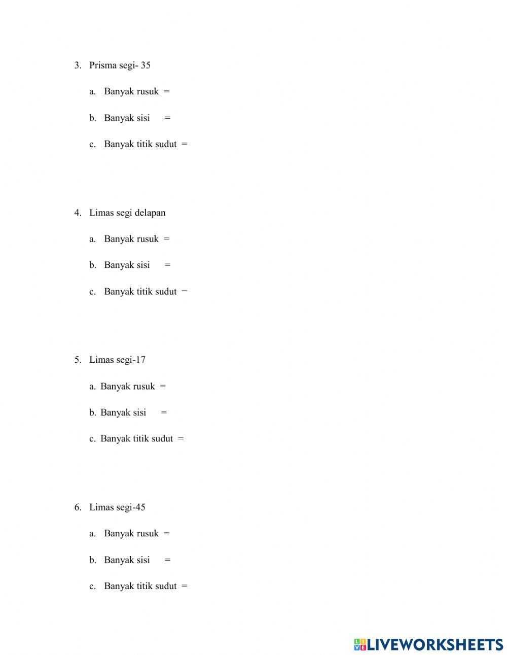 BANGUN RUANG SISI DATAR latihan 1