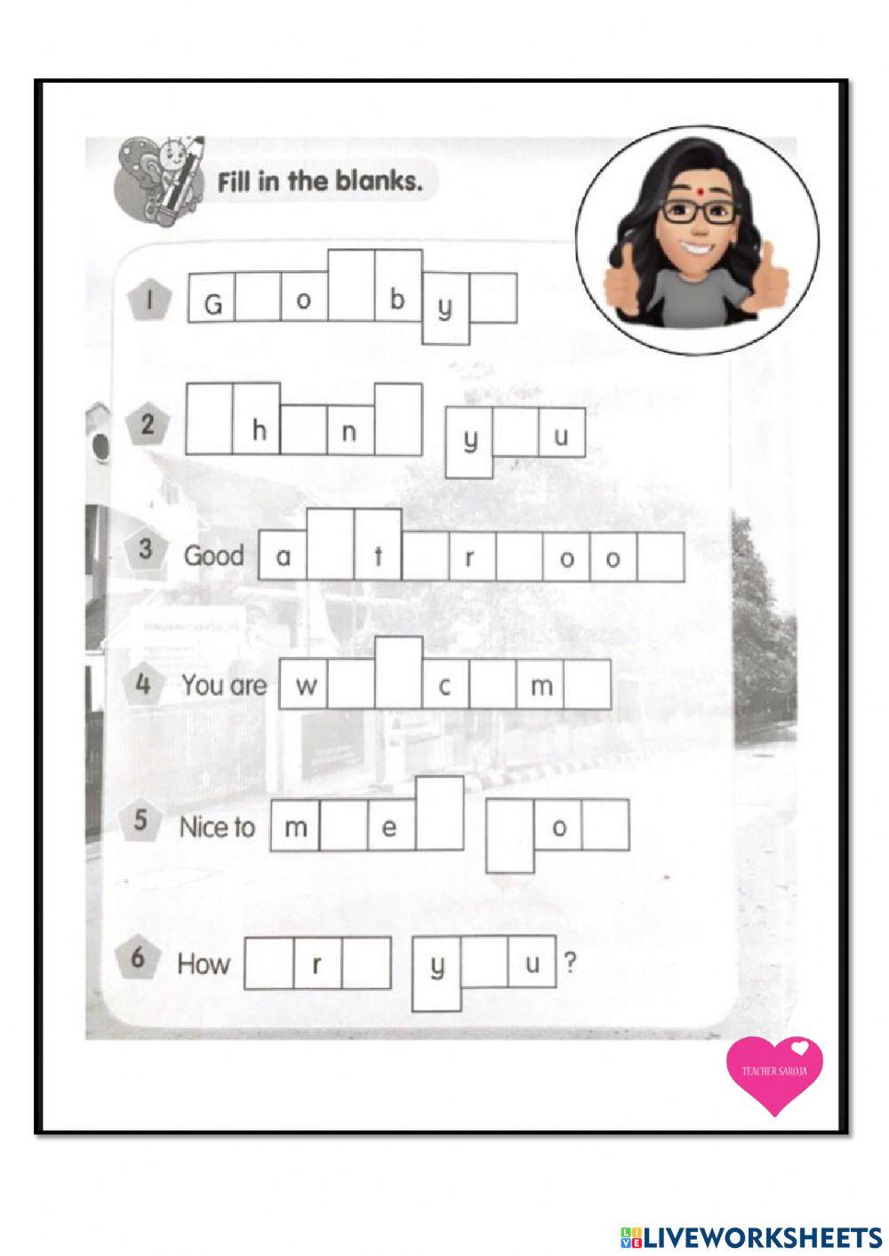 Fill in the blank interactive worksheet for 3 | Live Worksheets