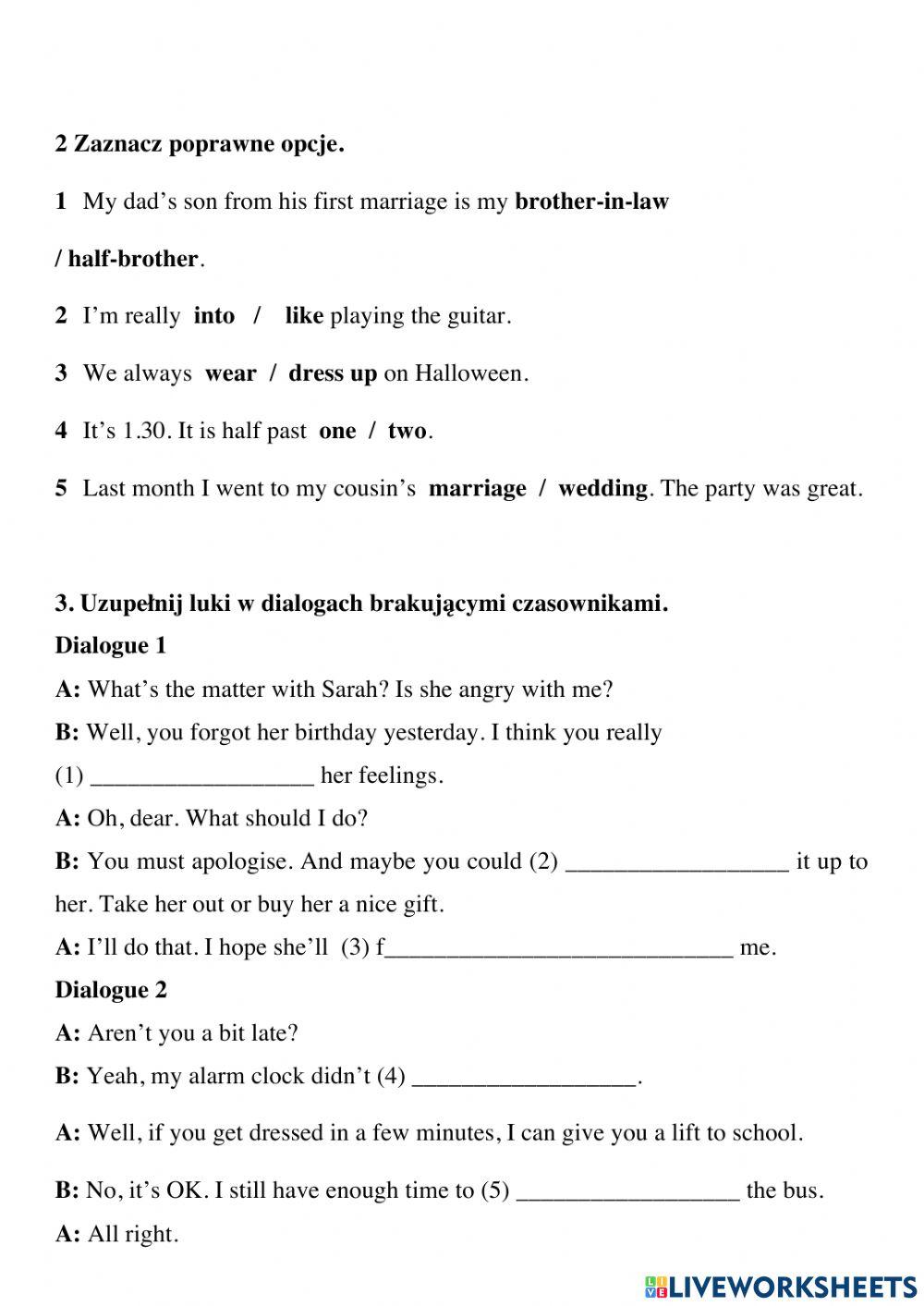 Repetytorium unit 5 - vocabulary