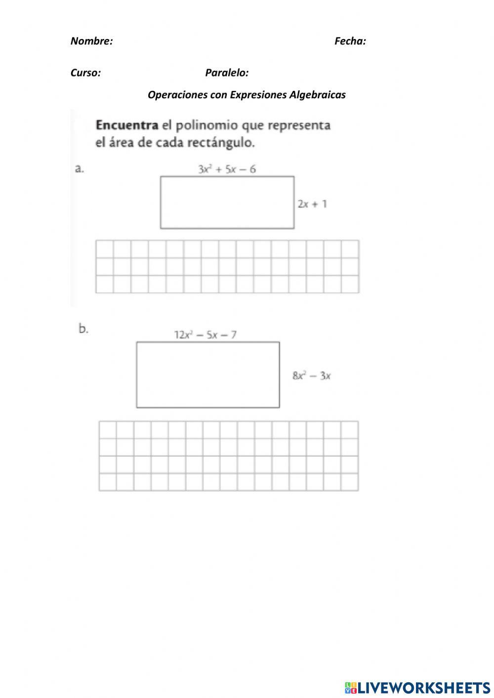 Operaciones de Multiplicación y División Algebraica