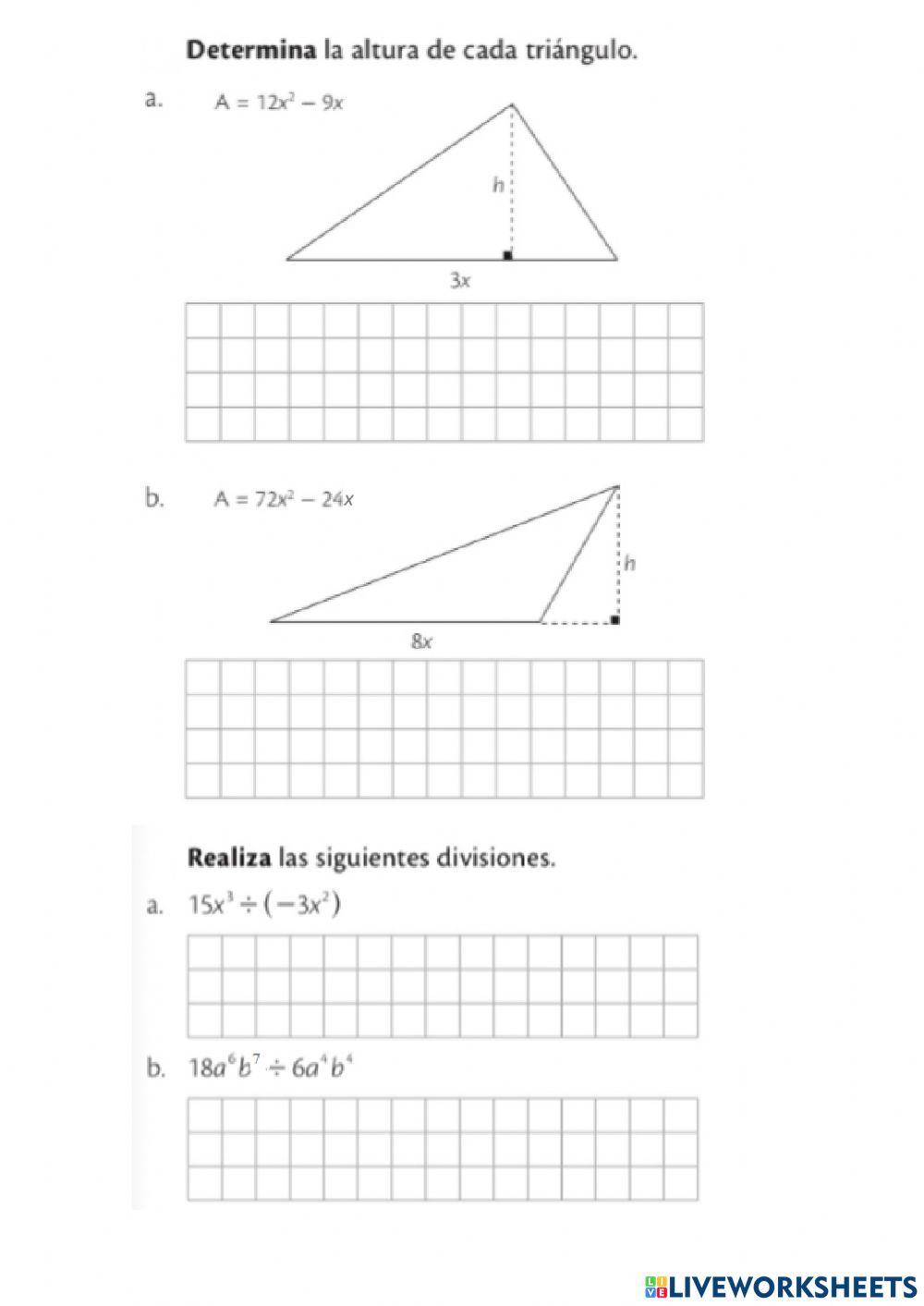 Operaciones de Multiplicación y División Algebraica