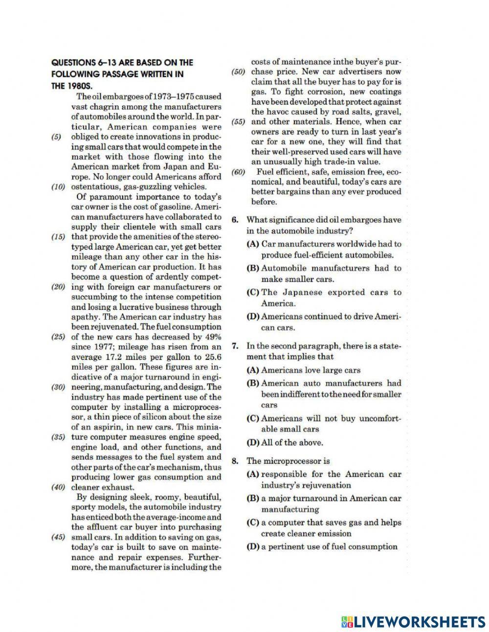 Reading comprehension skills