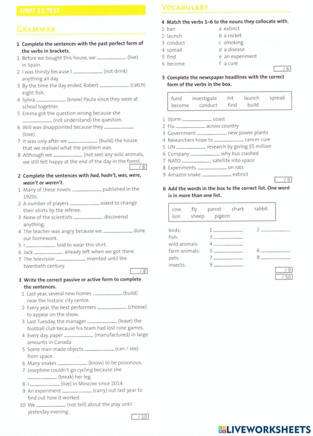 Outcomes pre intermediate unit 11 test 6428932