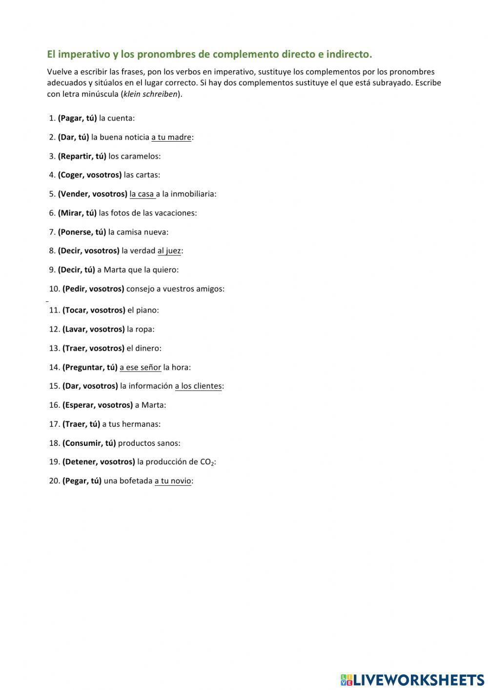 Imperativo con complemento