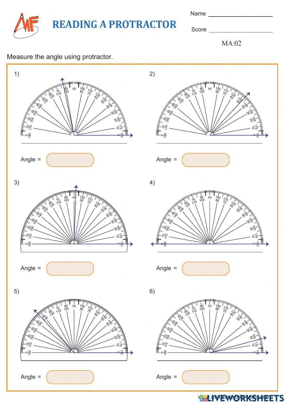 Measuring Angles using a protractor worksheet | Live Worksheets measuring-angles-using-a-protractor-worksheet-live-worksheets