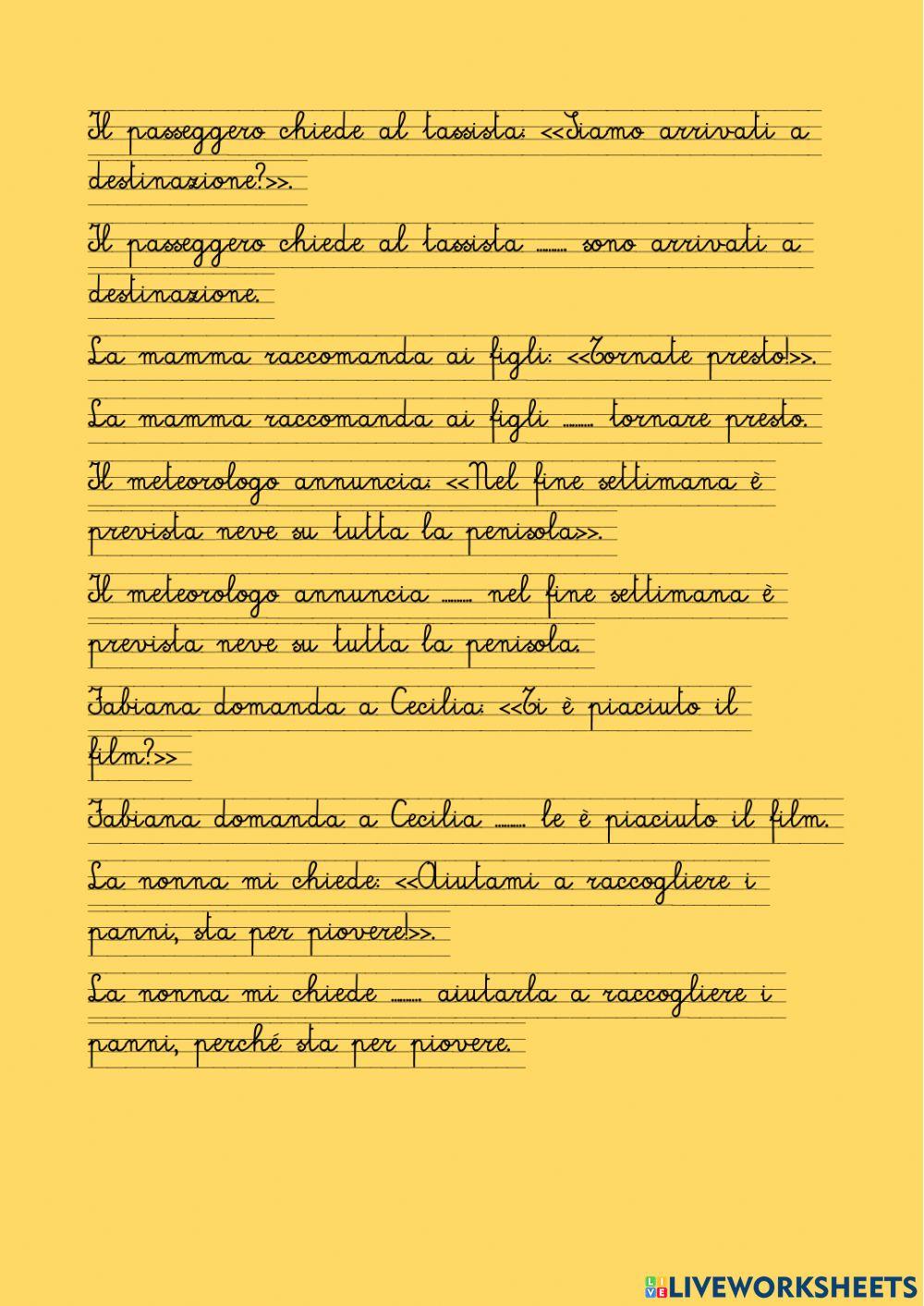 Il discorso indiretto