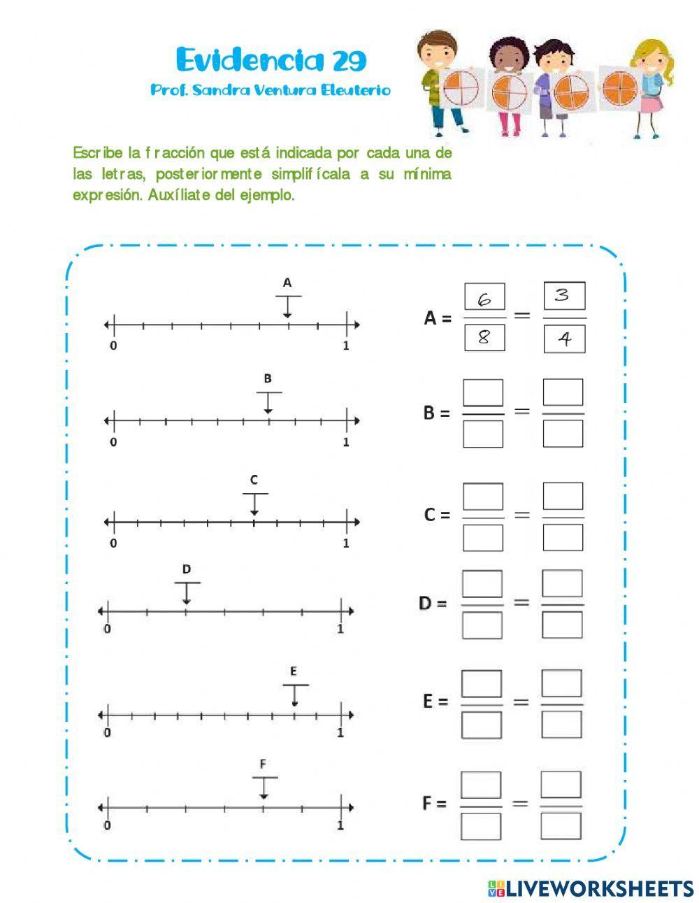 Fracciones en la recta numérica