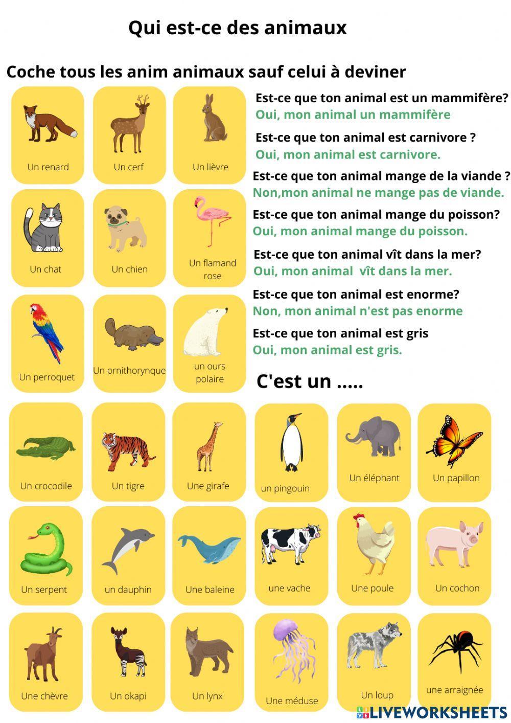 Qui est-ce des animaux