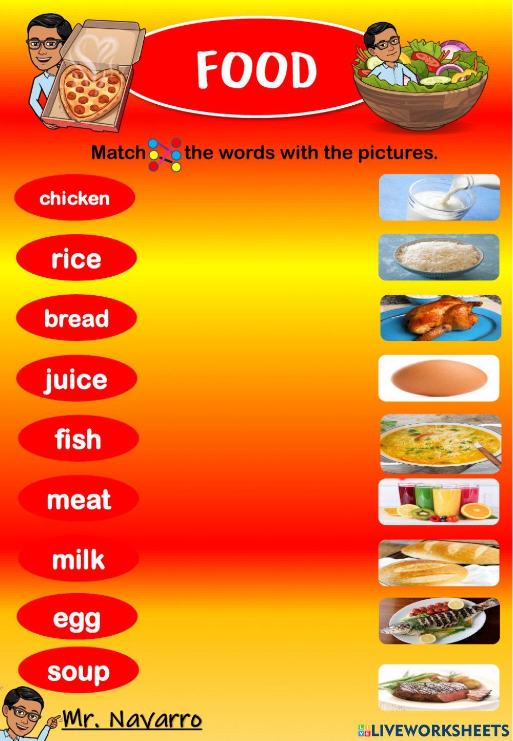 Food (Match the words with the pictures)