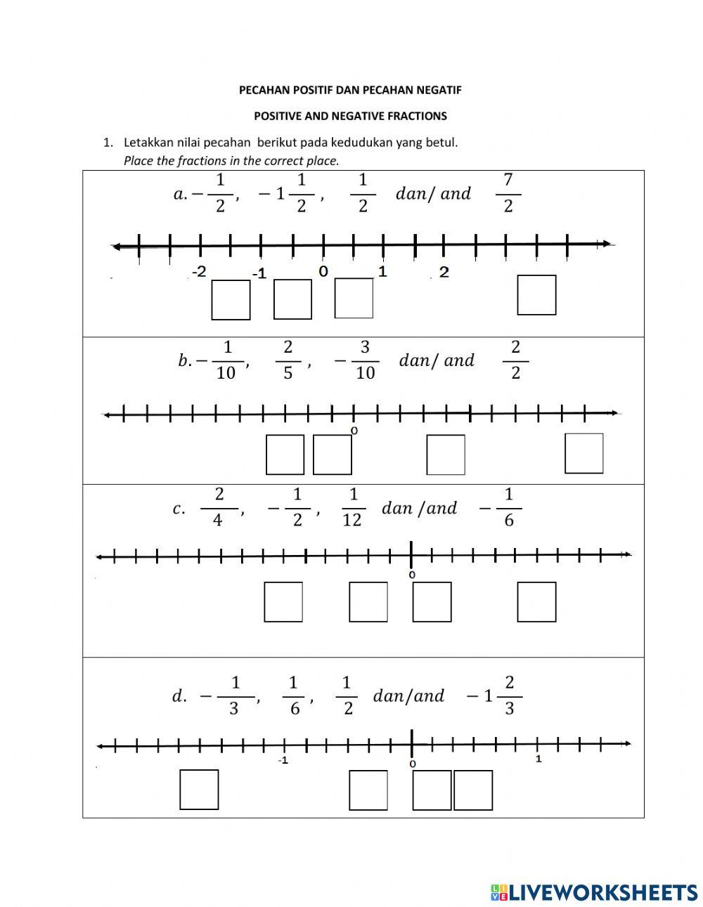 Positive and negative fractionsA