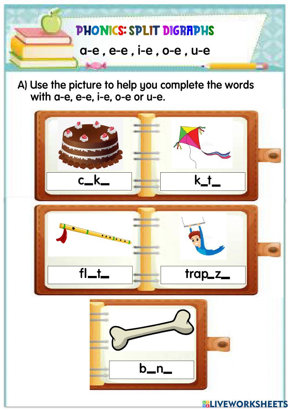 Phonics a-e, e-e, i-e, o-e, u-e