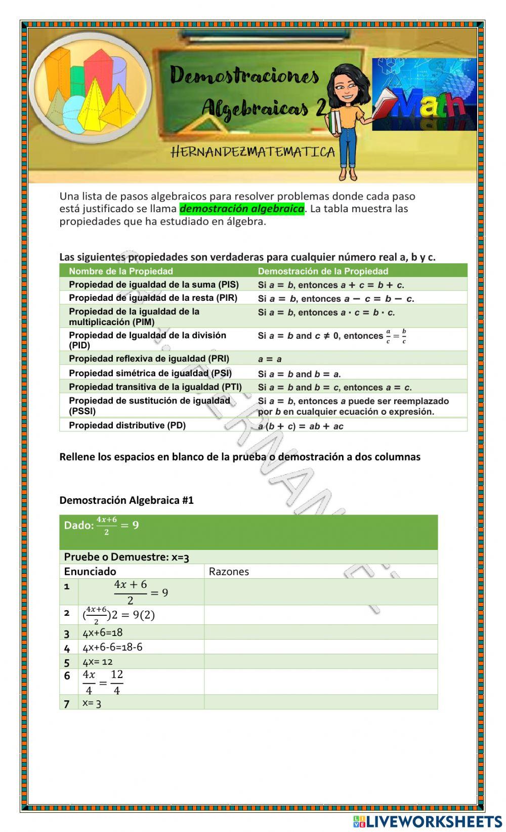 Demostraciones Algebraicas 2