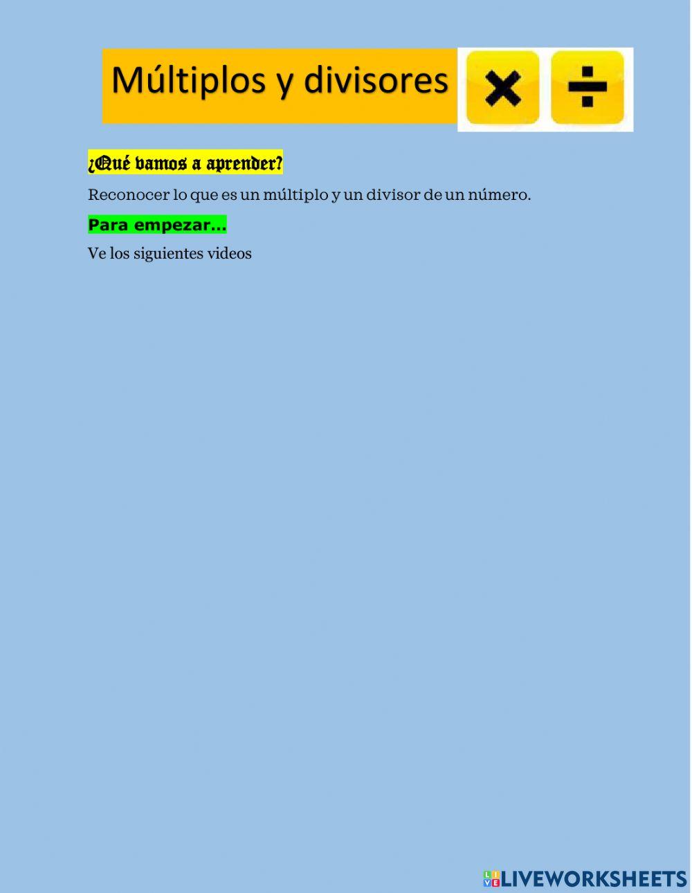 Múltiplos y divisores