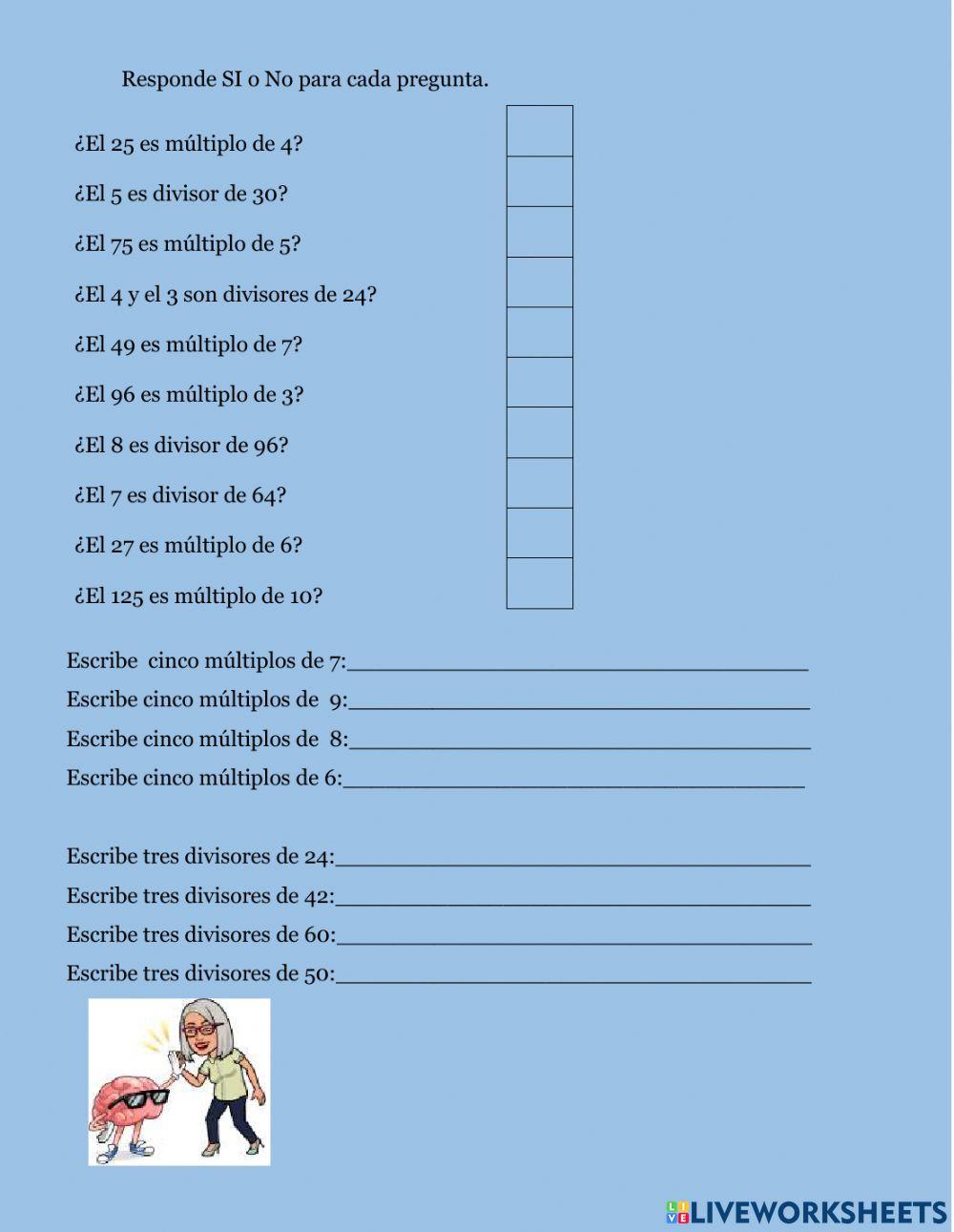 Múltiplos y divisores