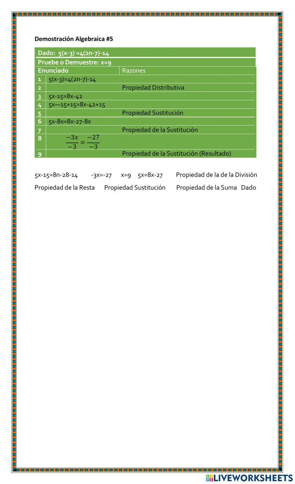 Demostraciones Algebraicas 3