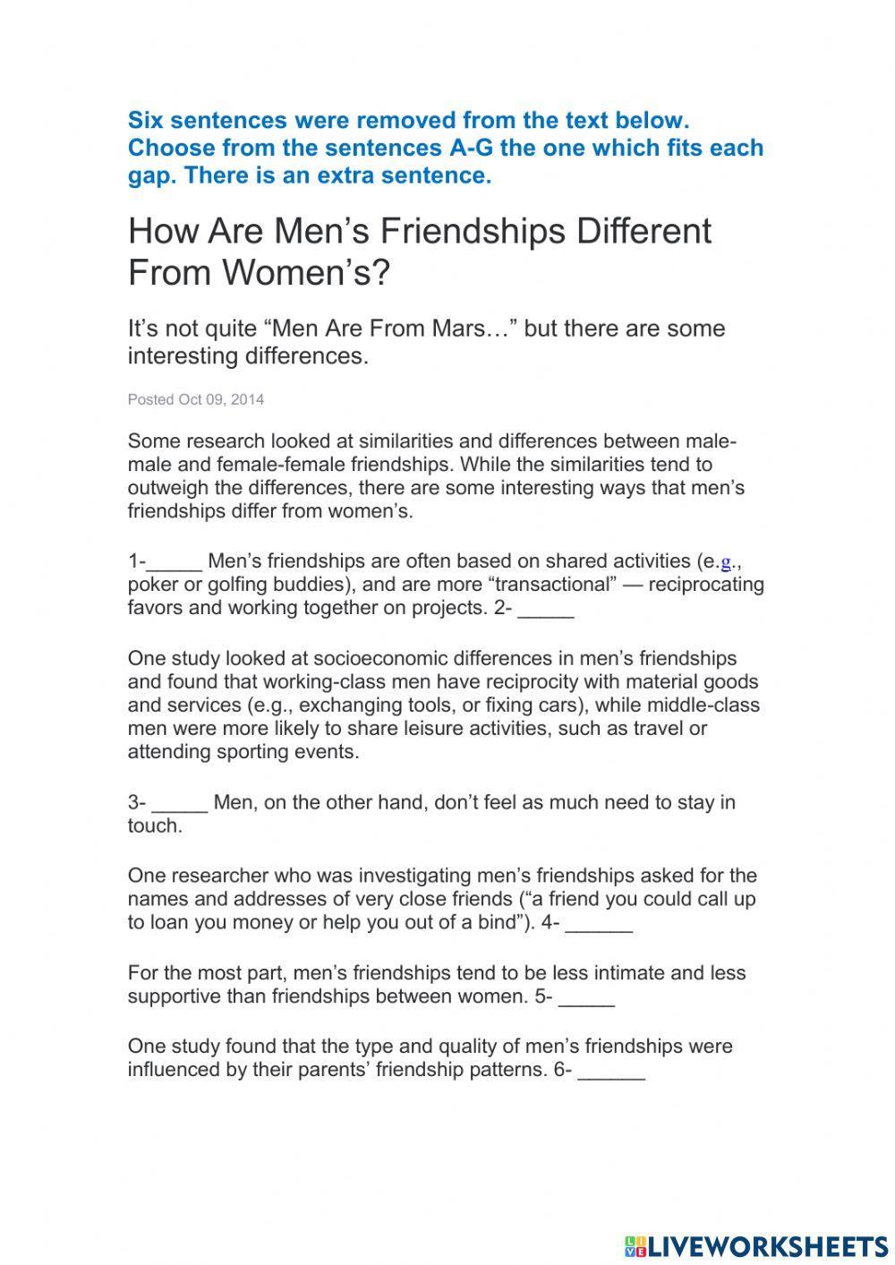 How Are Men’s Friendships Different From Women’s?