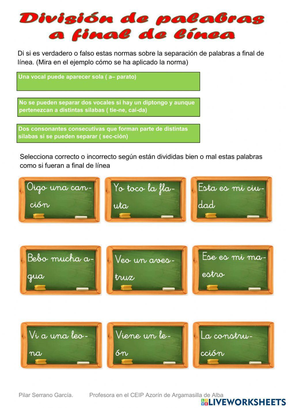 División de palabras