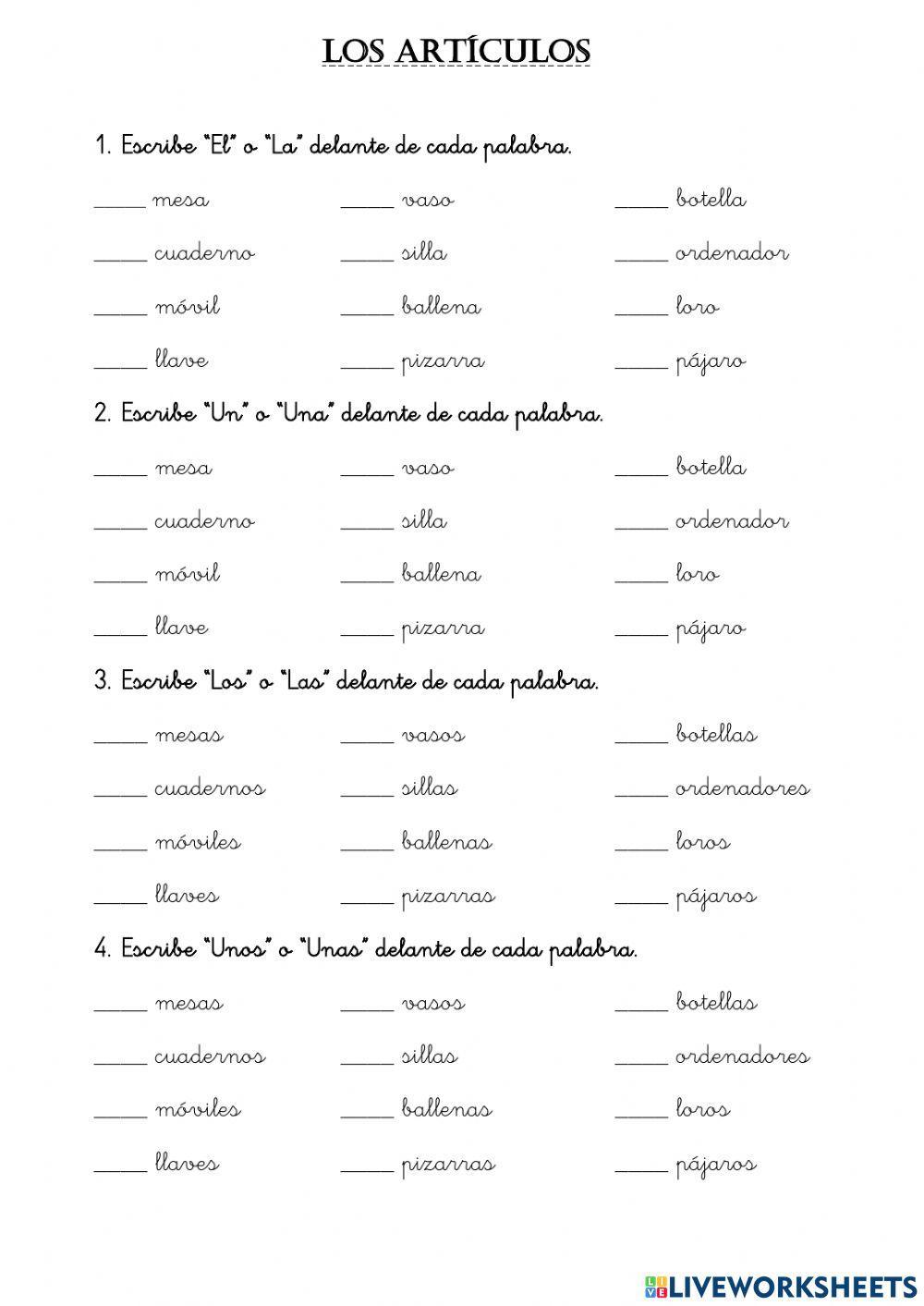 Los artículos 1ºPrimaria