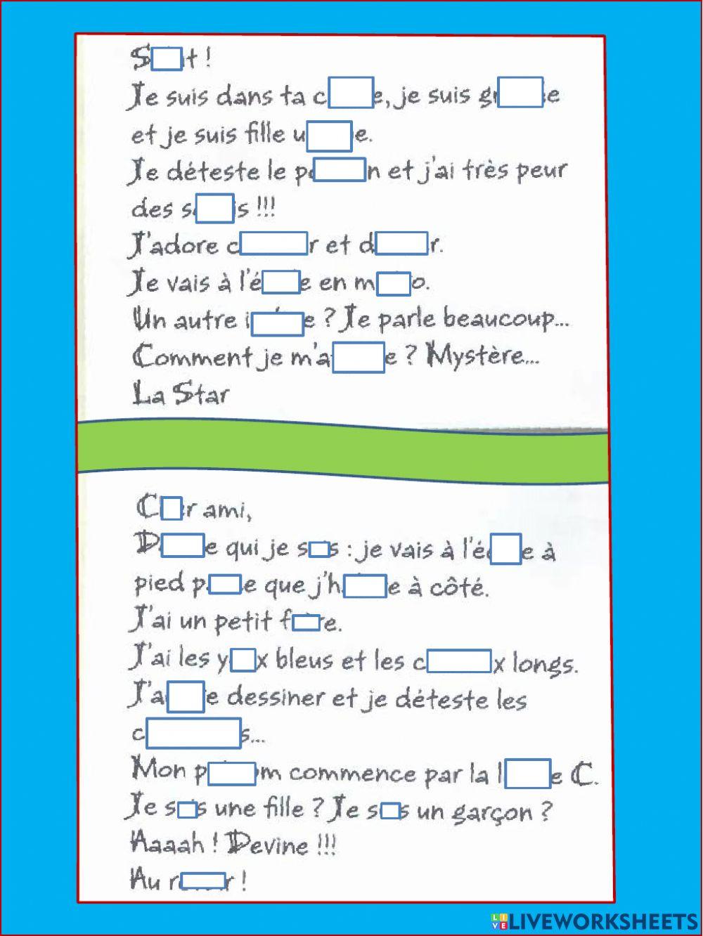 Les lettres qui suis-je?