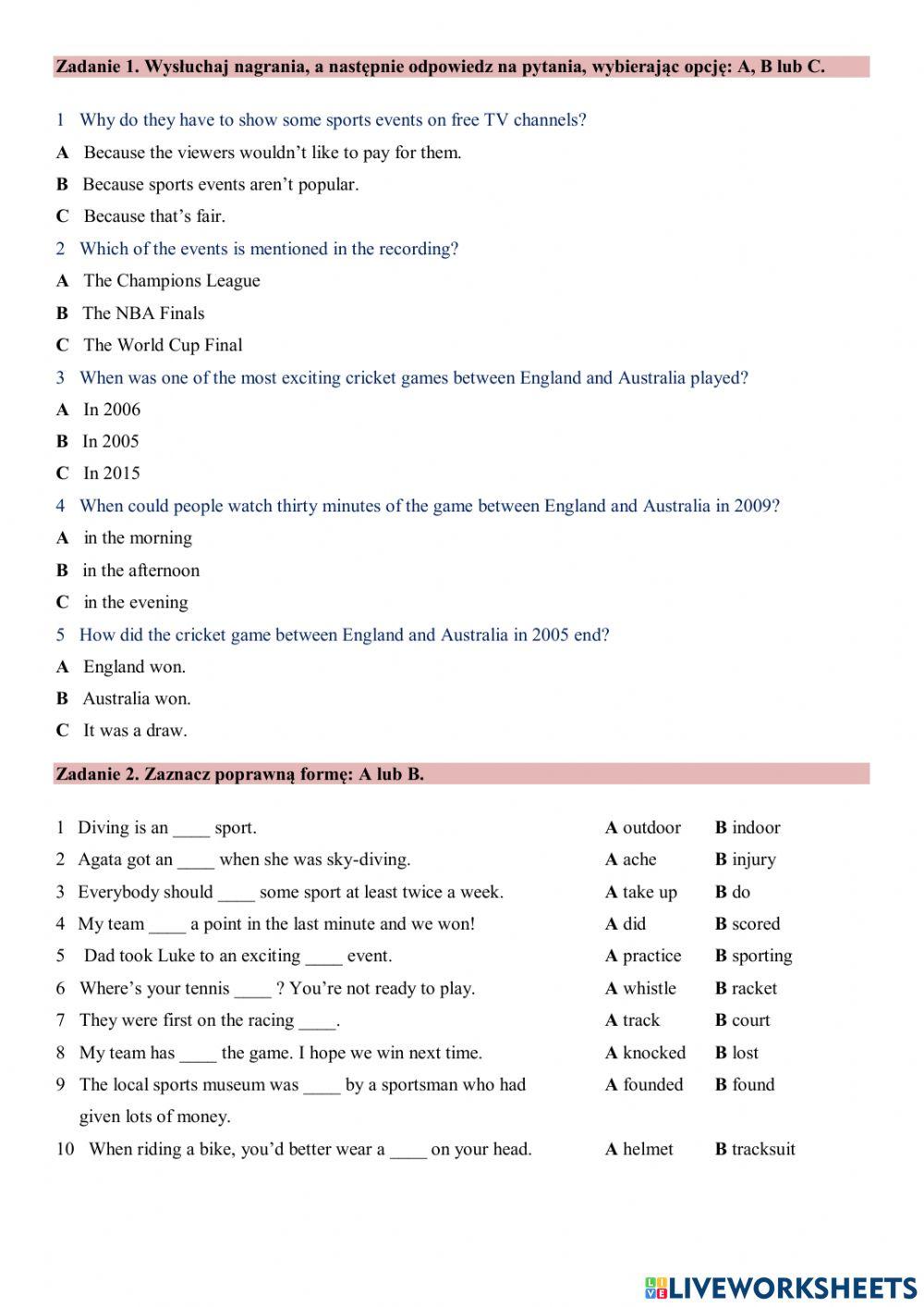 Test (Klasa 8, unit 10) Test (Klasa 8, unit 10)