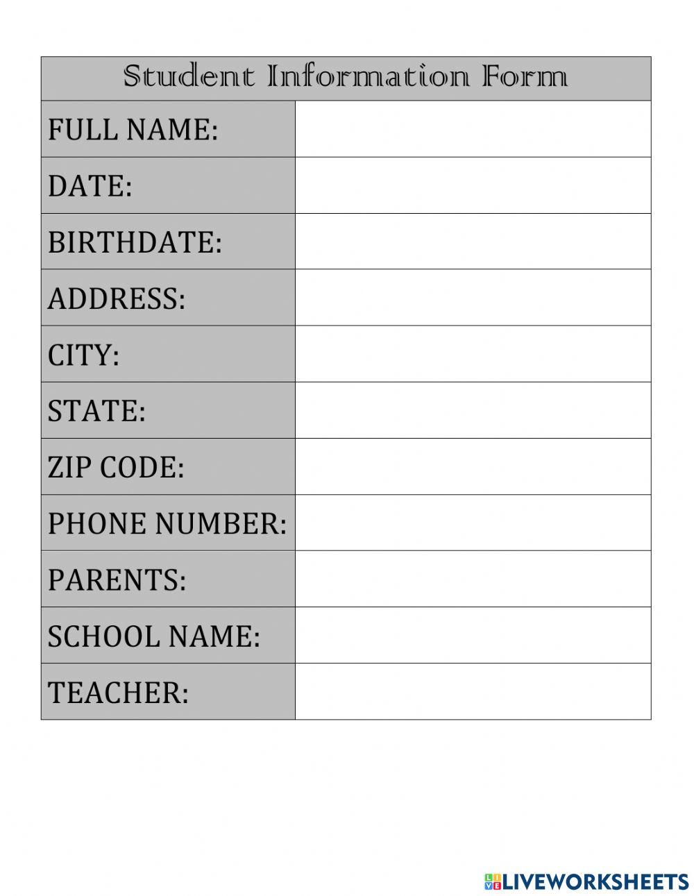 Student Information Form