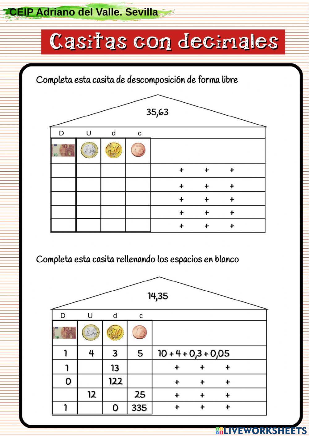 Casa de descomposición decimal.ABN