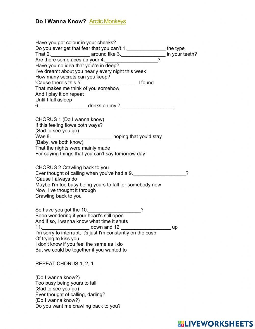 SONG: Do I Wanna Know?  Arctic Monkeys