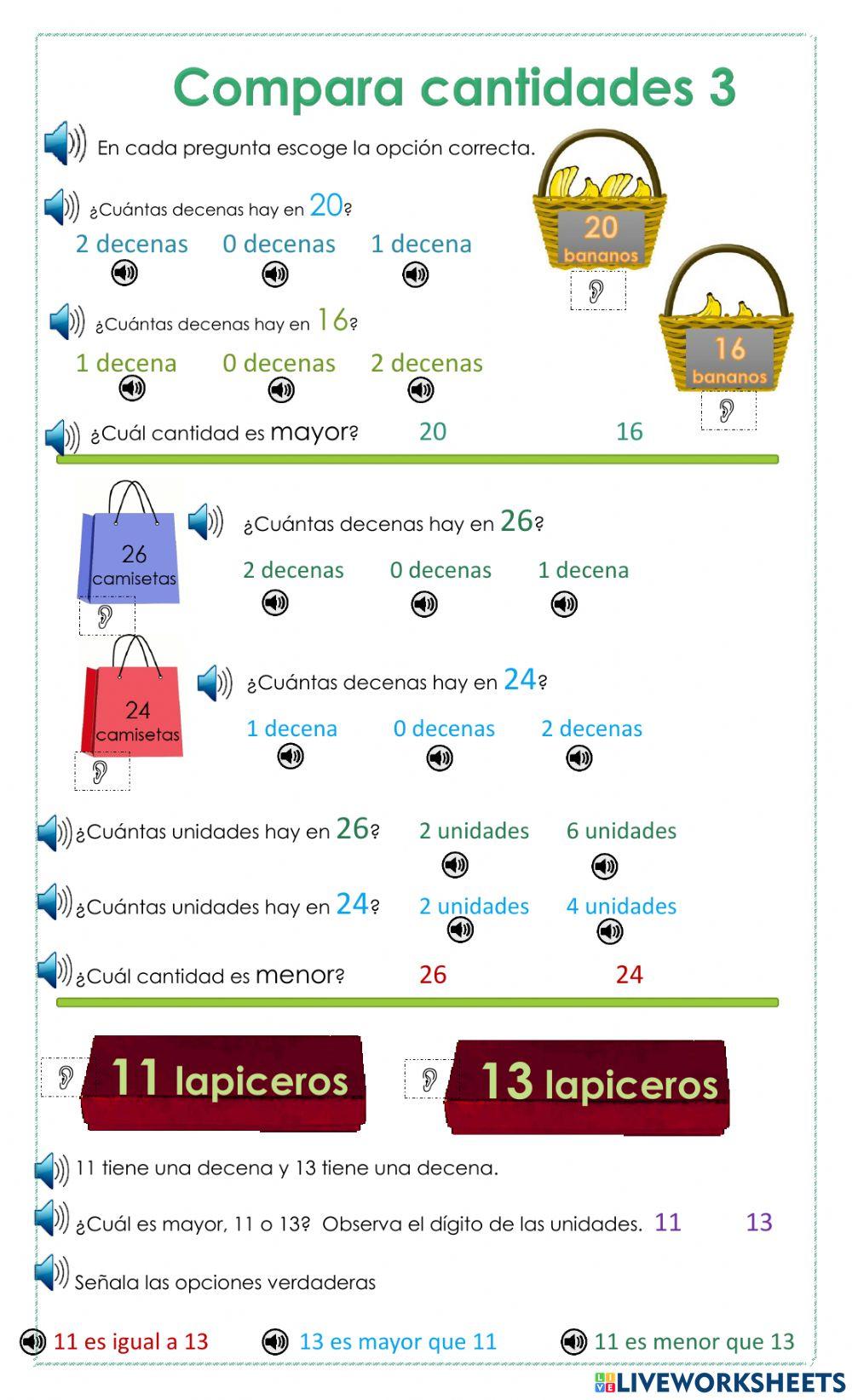 Comparar cantidades analizando composición