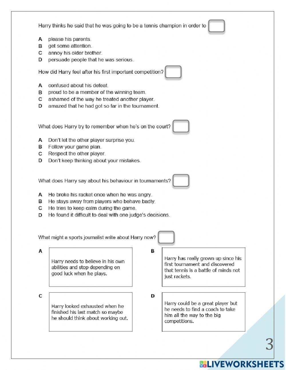B2 Level, Reading Exam, 2nd TERM