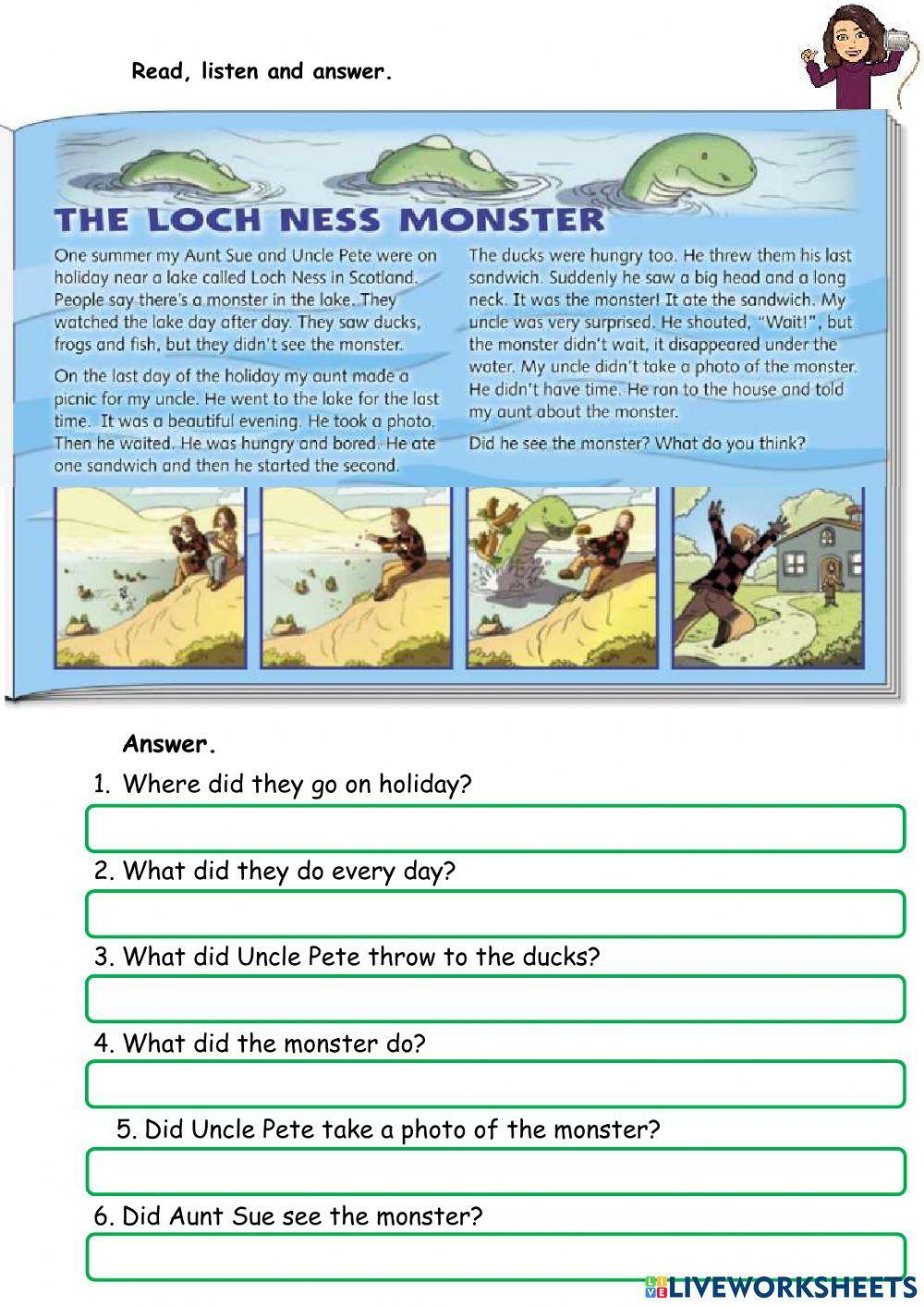Past simple reading. Loch Ness
