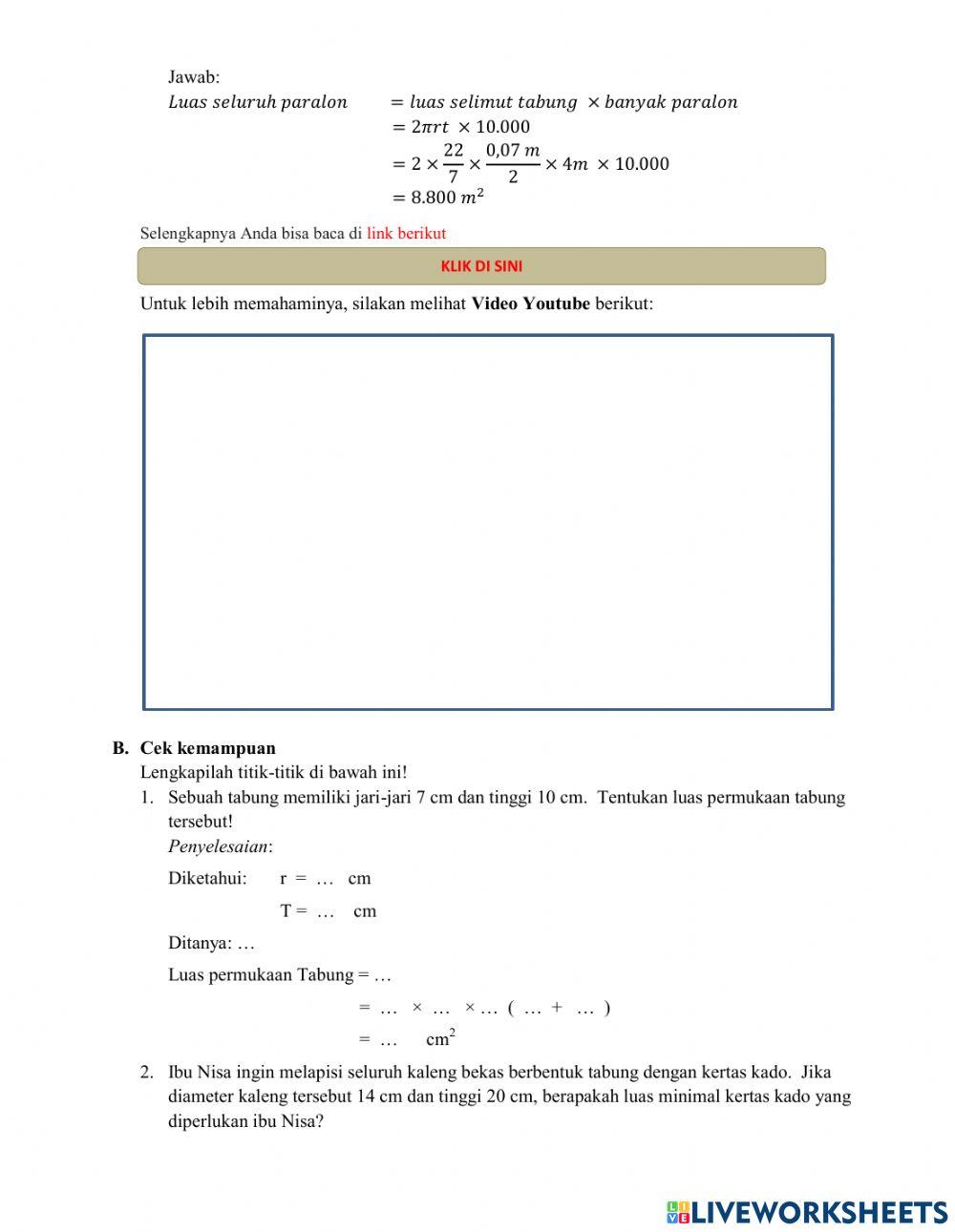 LKPD Luas Permukaan Tabung