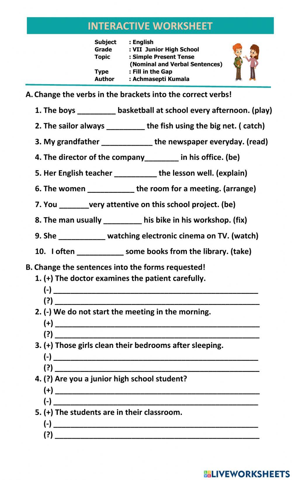 Simple Present Tense  Examples, Use & Worksheet