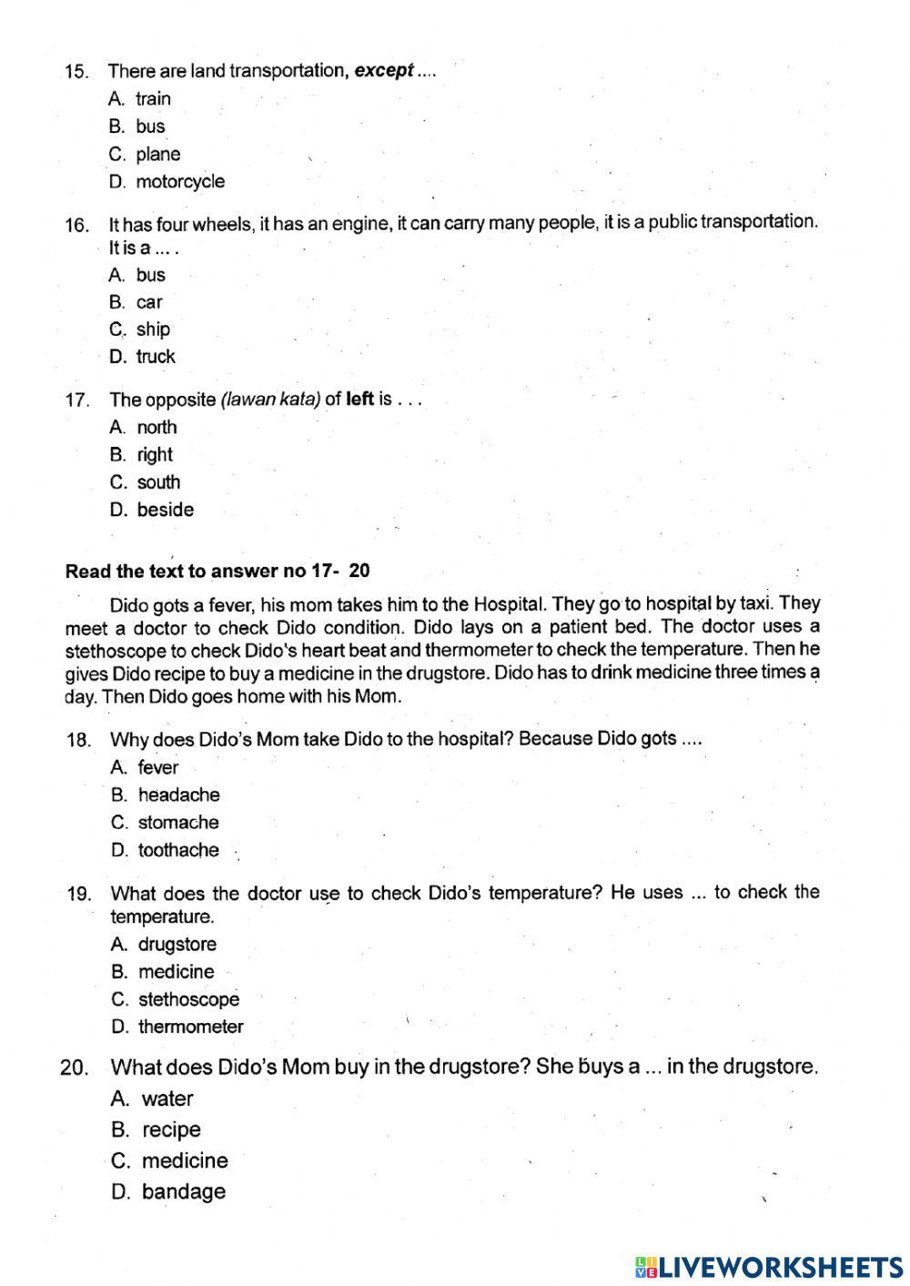 Latihan PTS Semester 2 Kelas 5