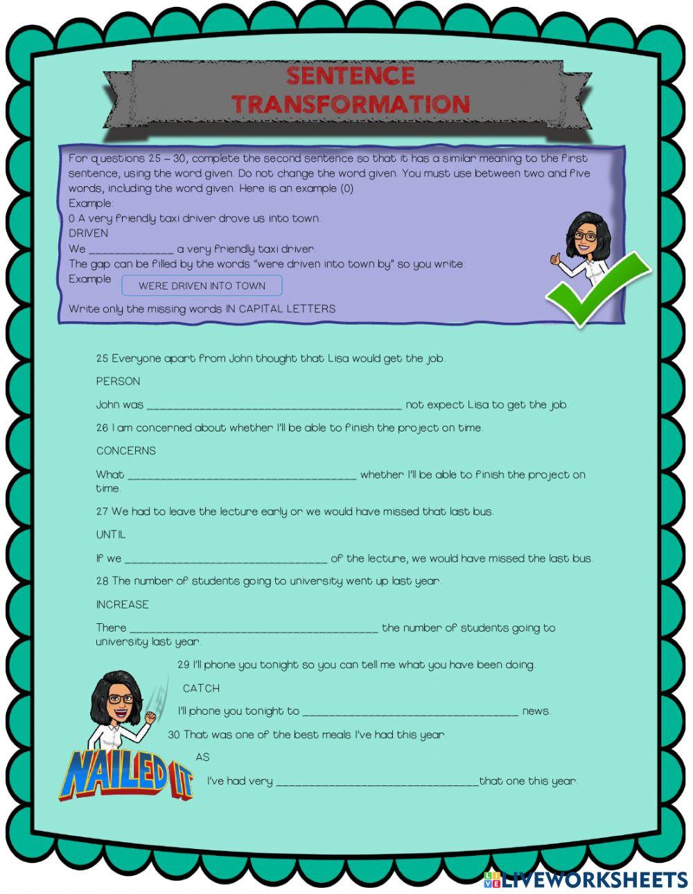 Sentence transformation