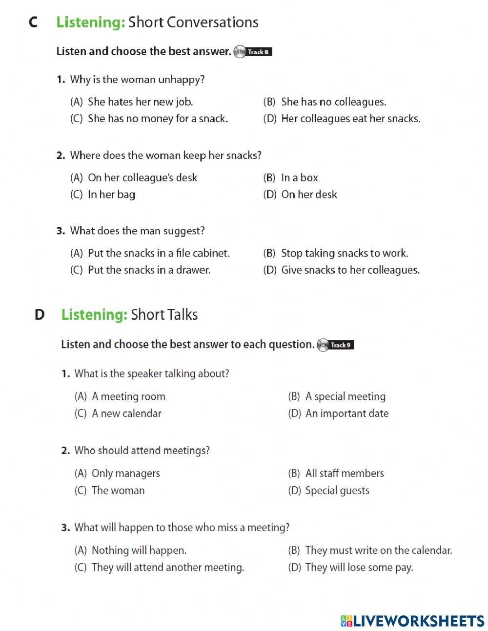 II PART. UNIT 1 AT THE OFFICE. MINI TEST. 