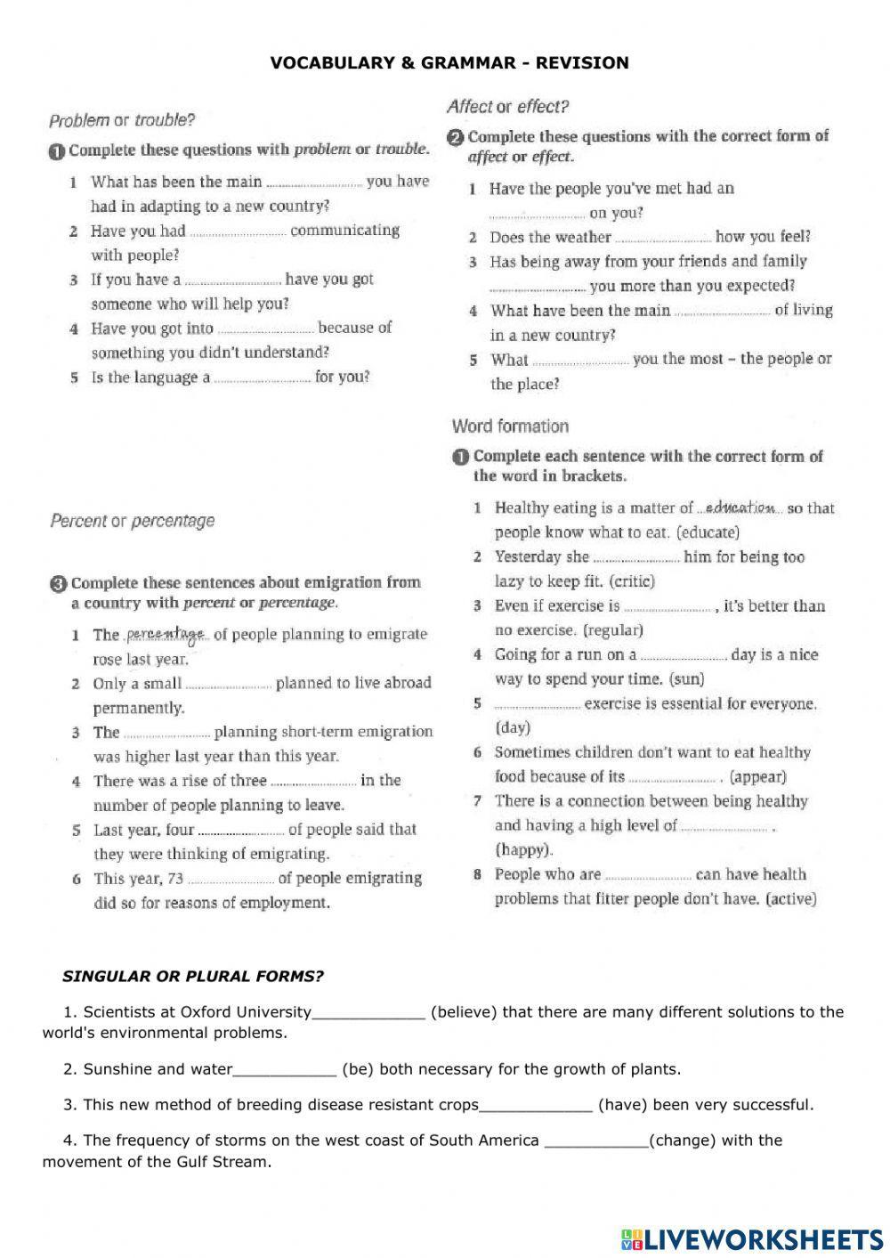 Vocabulary & Grammar Revision for IELTS
