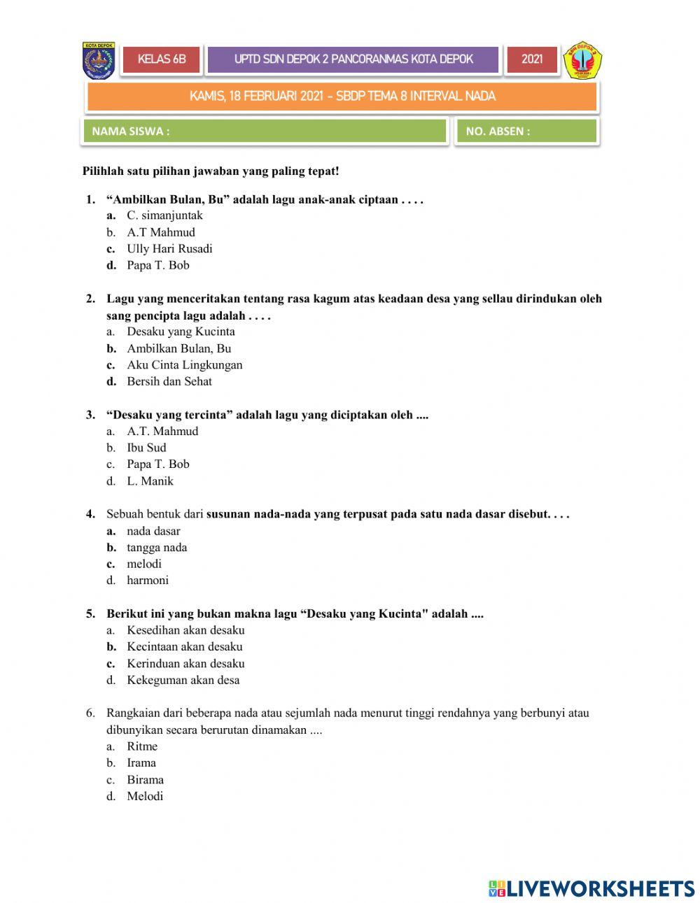Lkpd sbdp tema 8 interval nada