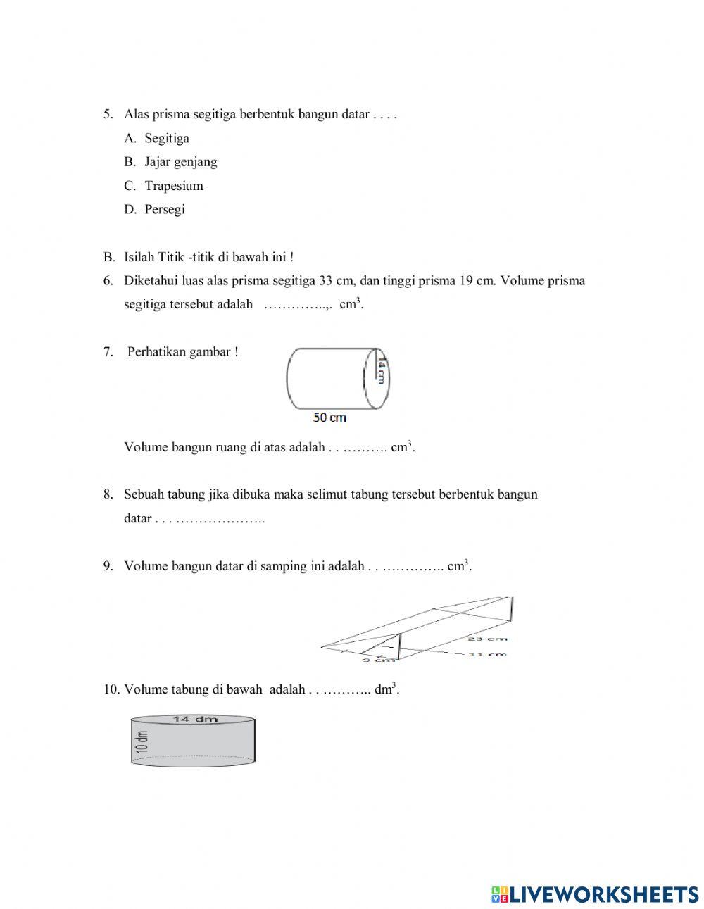LKPD Matematika prisma dan tabung
