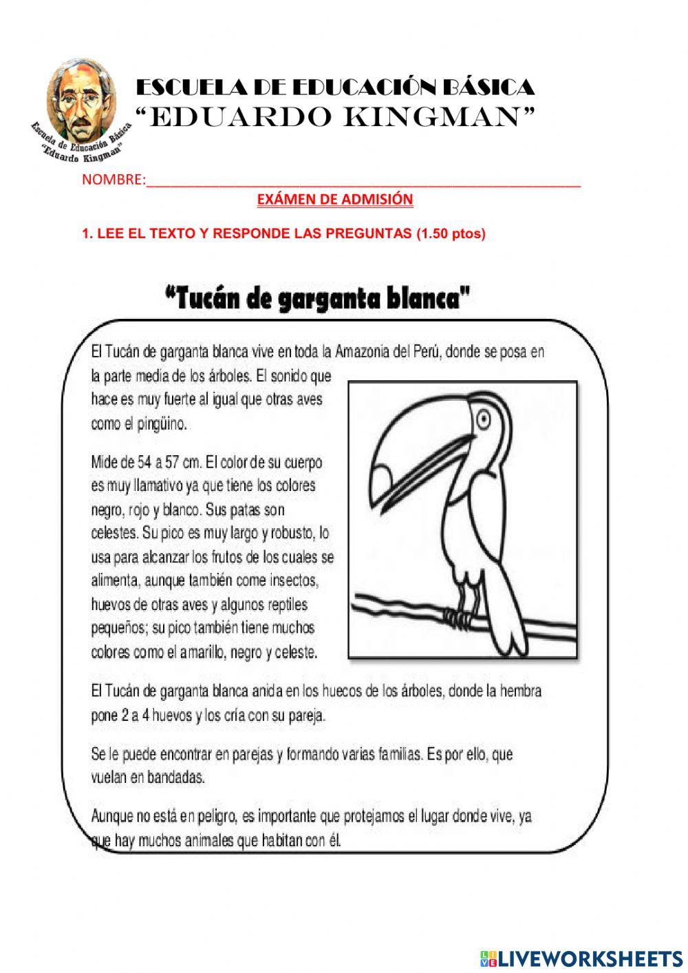 Prueba de admisión de lengua